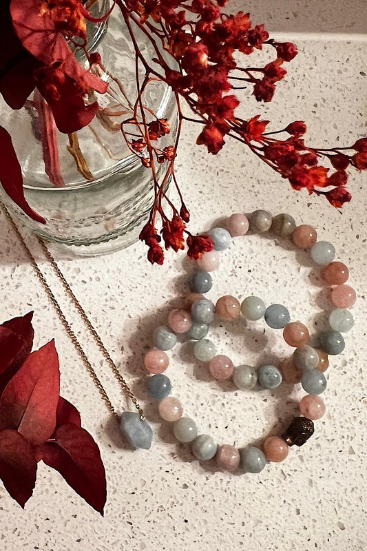 Morganite Buddha Bracelet