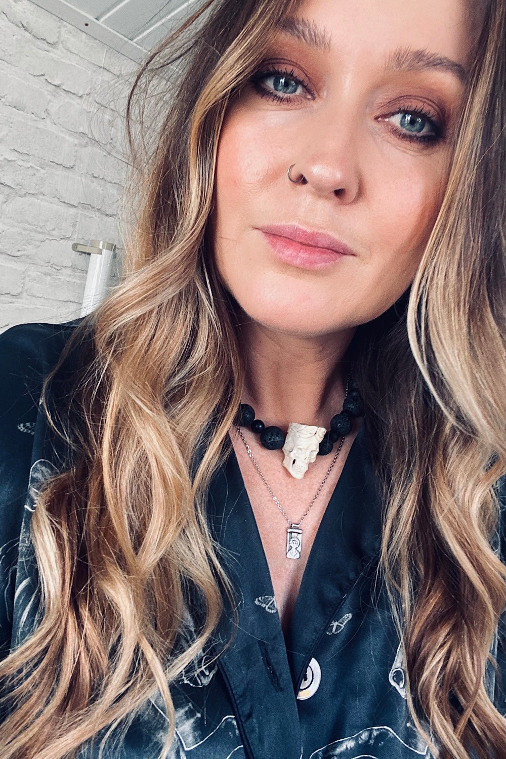 Stevey Skull lava Rock Necklace