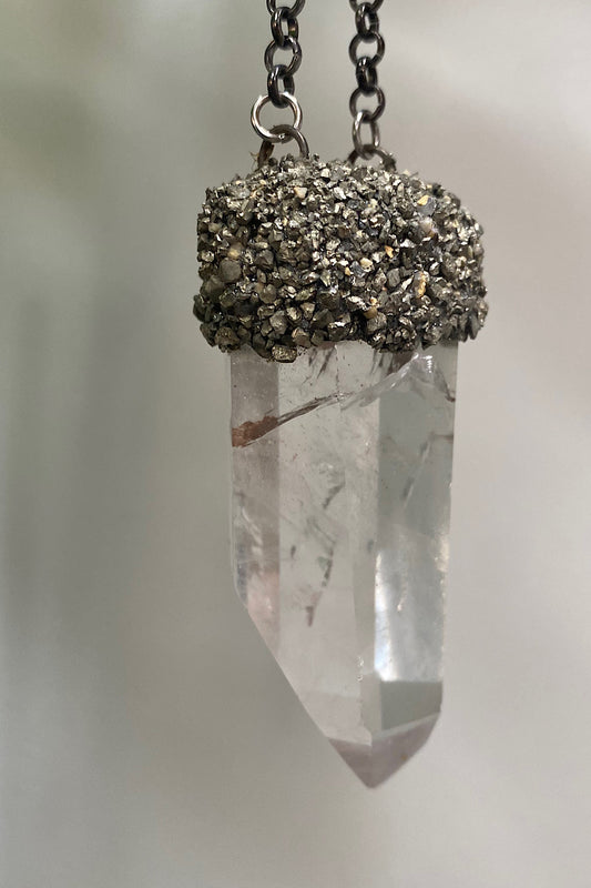 Anubha Clear Quartz & Pyrite Necklace