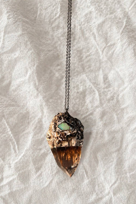 Smokey quartz & Opal necklace