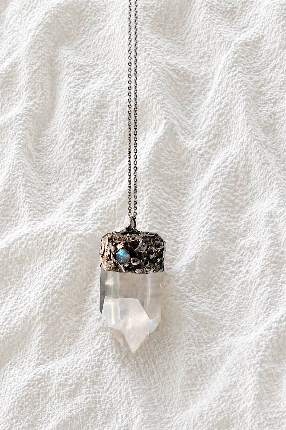 Clear quartz & labradorite necklace