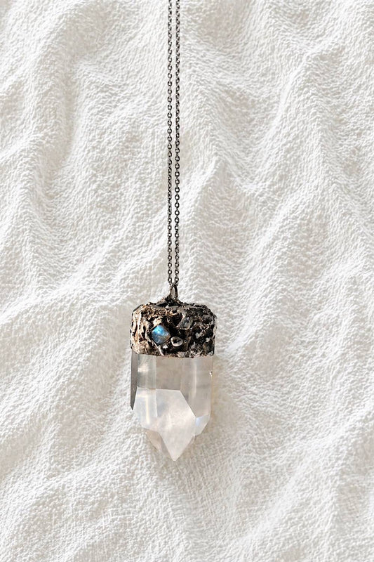 Clear quartz & labradorite necklace