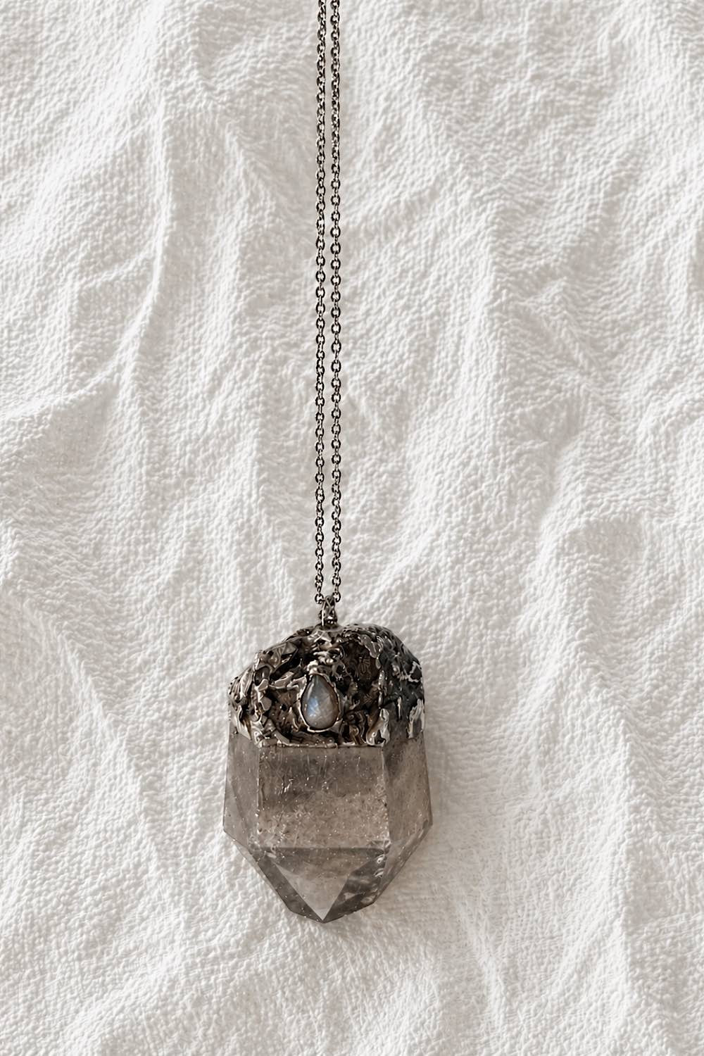 Black phantom quartz & labradoodle necklace