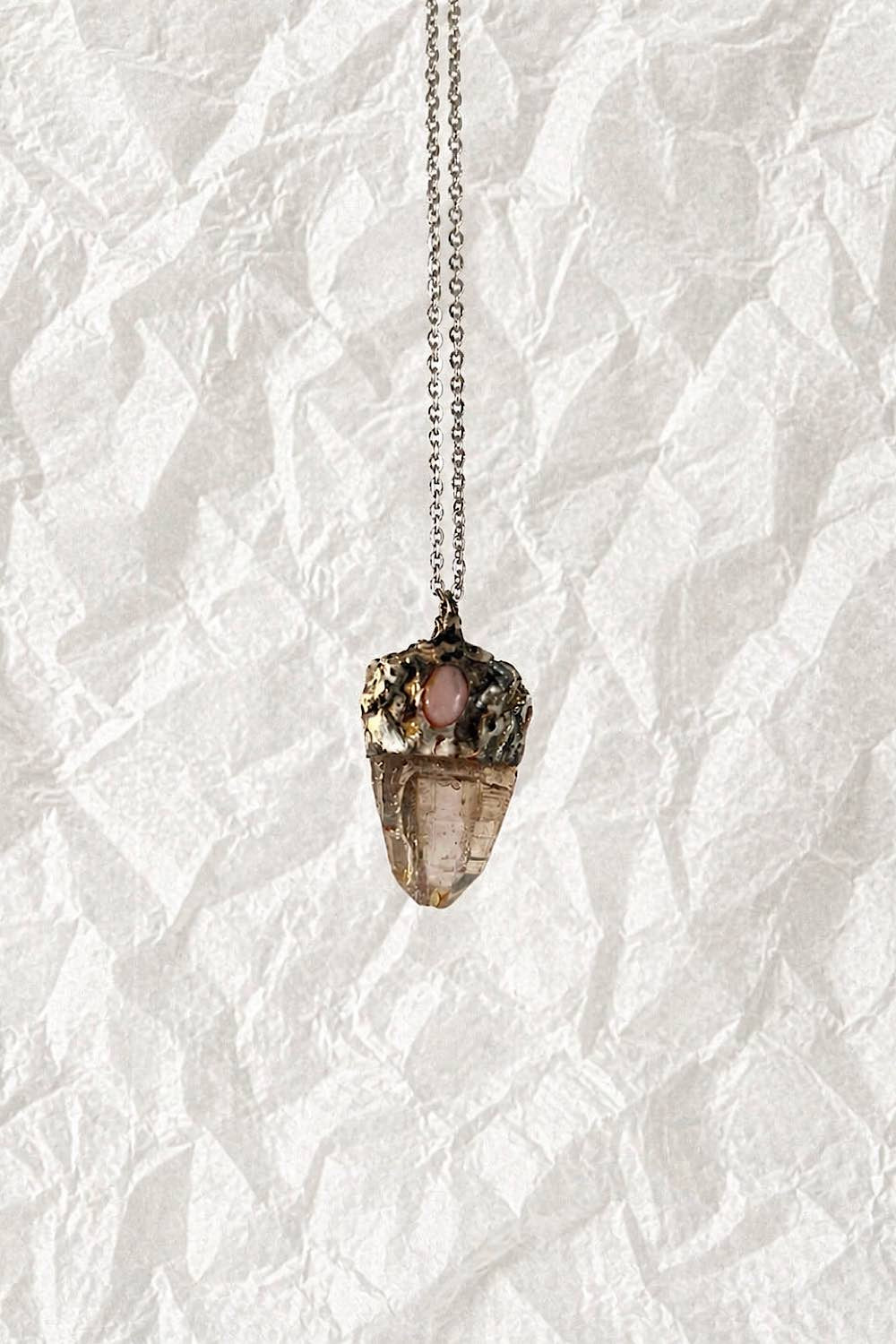 Turkish Quartz & pink opal necklace