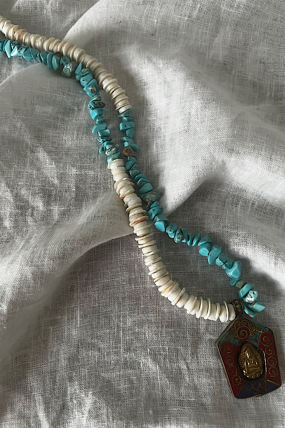 Ganesh shell & Howlite necklace