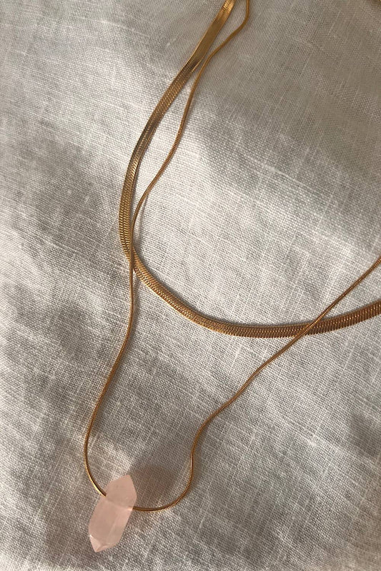 Ava Rose Quartz layering necklace set