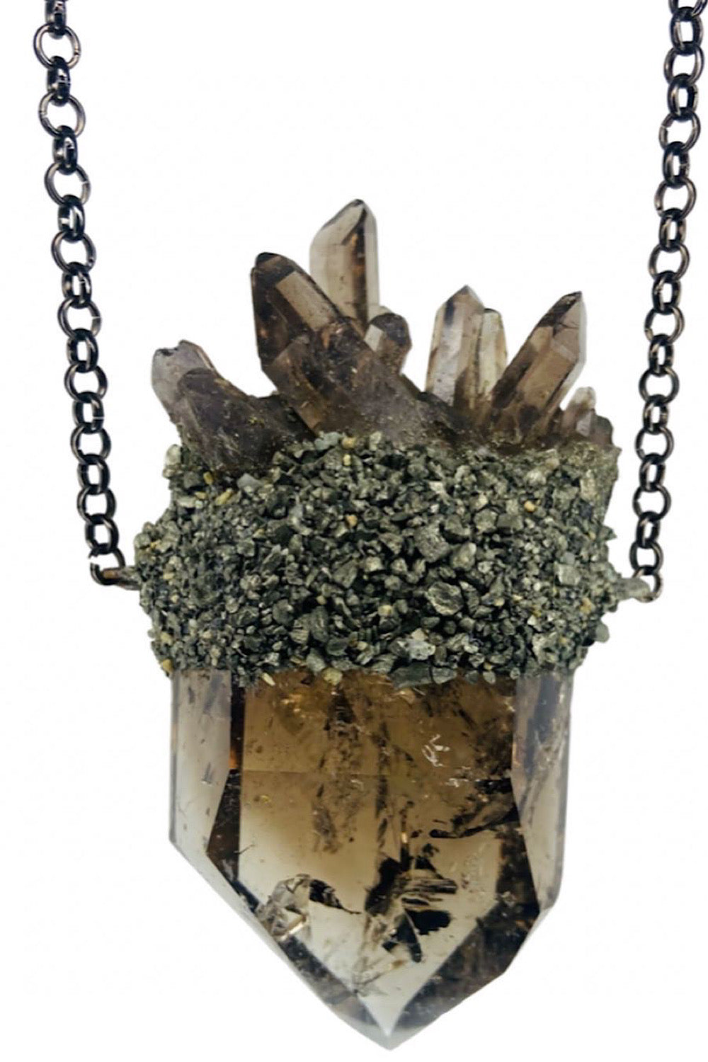 Saiph Smokey Quartz & Pyrite Necklace